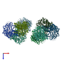 PDB entry 6v3o coloured by chain, top view.