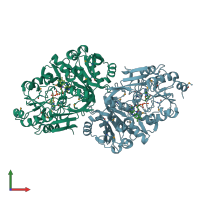 PDB entry 6v42 coloured by chain, front view.