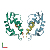 PDB entry 6v4e coloured by chain, front view.