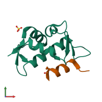 PDB entry 6v4f coloured by chain, front view.