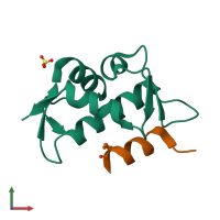 PDB entry 6v4g coloured by chain, front view.