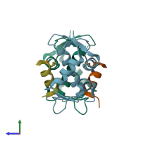 PDB entry 6v4h coloured by chain, side view.