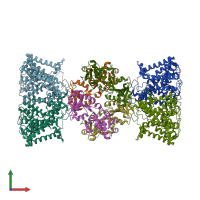 PDB entry 6v4j coloured by chain, front view.