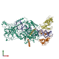 PDB entry 6v5b coloured by chain, front view.