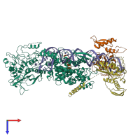 PDB entry 6v5b coloured by chain, top view.