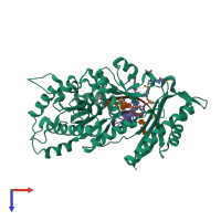 PDB entry 6v5k coloured by chain, top view.