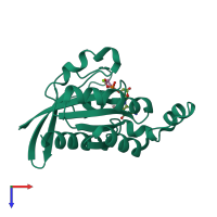 PDB entry 6v6u coloured by chain, top view.