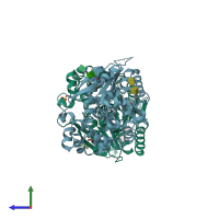 PDB entry 6v7n coloured by chain, side view.