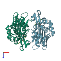 PDB entry 6v7t coloured by chain, top view.