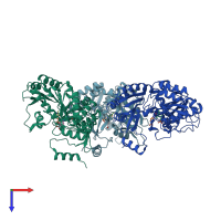 PDB entry 6v8c coloured by chain, top view.