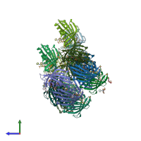 PDB entry 6v8s coloured by chain, side view.