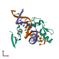 PDB entry 6v8u coloured by chain, front view.