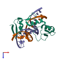 PDB entry 6v8u coloured by chain, top view.