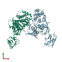 PDB entry 6v97 coloured by chain, front view.