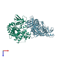 PDB entry 6v97 coloured by chain, top view.