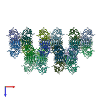 PDB entry 6v9a coloured by chain, top view.