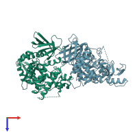 PDB entry 6v9g coloured by chain, top view.