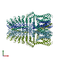 PDB entry 6v9v coloured by chain, front view.