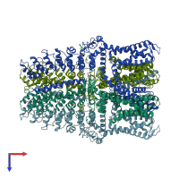 PDB entry 6v9v coloured by chain, top view.