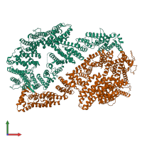 PDB entry 6vad coloured by chain, front view.