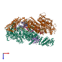 PDB entry 6vae coloured by chain, top view.