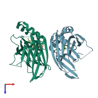 PDB entry 6vah coloured by chain, top view.