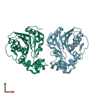 PDB entry 6vap coloured by chain, front view.