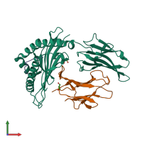 PDB entry 6vb0 coloured by chain, front view.