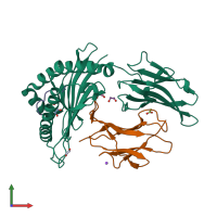 PDB entry 6vb5 coloured by chain, front view.