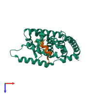 PDB entry 6vc2 coloured by chain, top view.