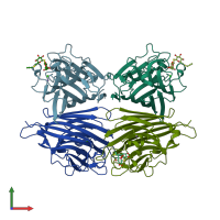 PDB entry 6vc3 coloured by chain, front view.