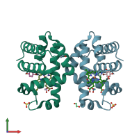 PDB entry 6vdr coloured by chain, front view.
