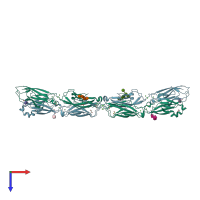 PDB entry 6vfr coloured by chain, top view.