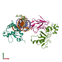 PDB entry 6vgg coloured by chain, front view.