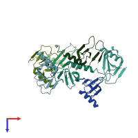 PDB entry 6vgj coloured by chain, top view.