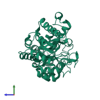 PDB entry 6vgo coloured by chain, side view.