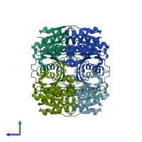 PDB entry 6vh9 coloured by chain, side view.