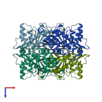 PDB entry 6vh9 coloured by chain, top view.