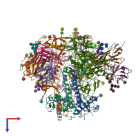 PDB entry 6vi0 coloured by chain, top view.