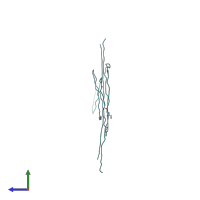 PDB entry 6vi3 coloured by chain, side view.