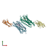 PDB entry 6vi4 coloured by chain, front view.
