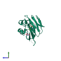 PDB entry 6vi7 coloured by chain, side view.