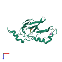 PDB entry 6vi7 coloured by chain, top view.