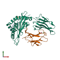 PDB entry 6viu coloured by chain, front view.