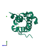 PDB entry 6vj0 coloured by chain, side view.