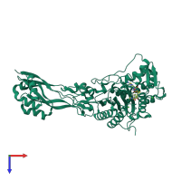 PDB entry 6vje coloured by chain, top view.