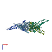 PDB entry 6vjf coloured by chain, top view.