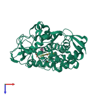PDB entry 6vjx coloured by chain, top view.