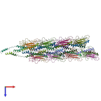 PDB entry 6vk9 coloured by chain, top view.