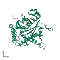 PDB entry 6vkj coloured by chain, front view.